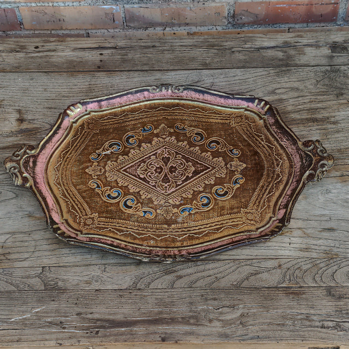 PEACH AND GOLD FLORENTINE TRAY