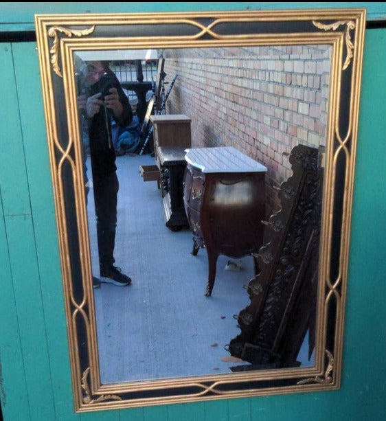 LARGE GOLD AND BLACK NOT OLD BEVELED MIRROR