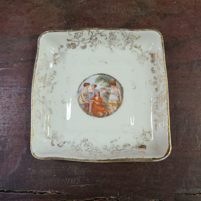 TINY SQUARE TRAY WITH LADIES ON IT   2ND