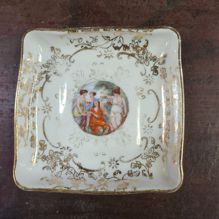 TINY SQUARE TRAY WITH LADIES ON IT