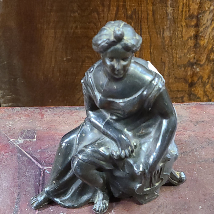 SMALL SPELTER LADY STATUE