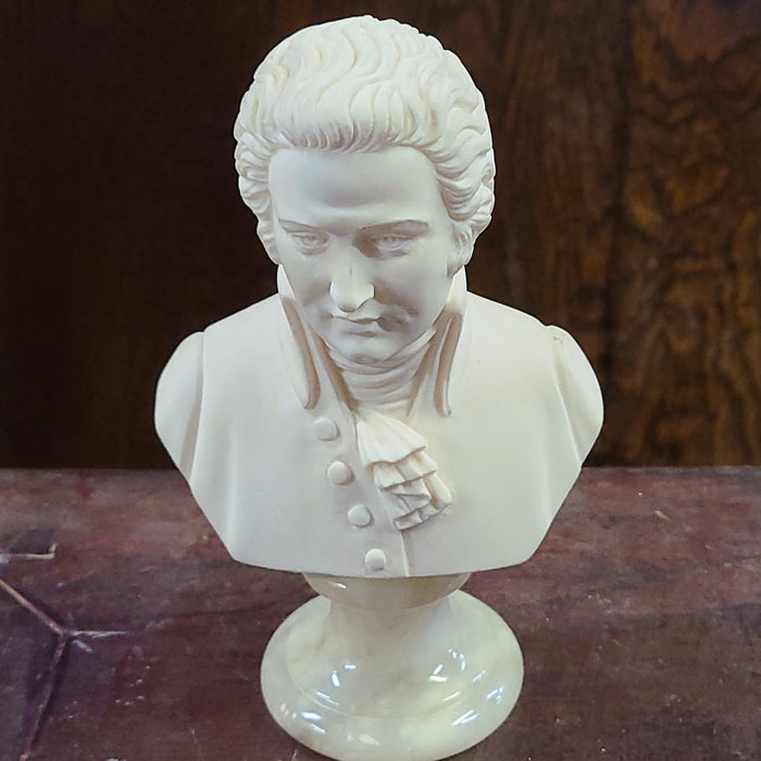 SMALL MARBLE AND ONYX BUST OF MOZART