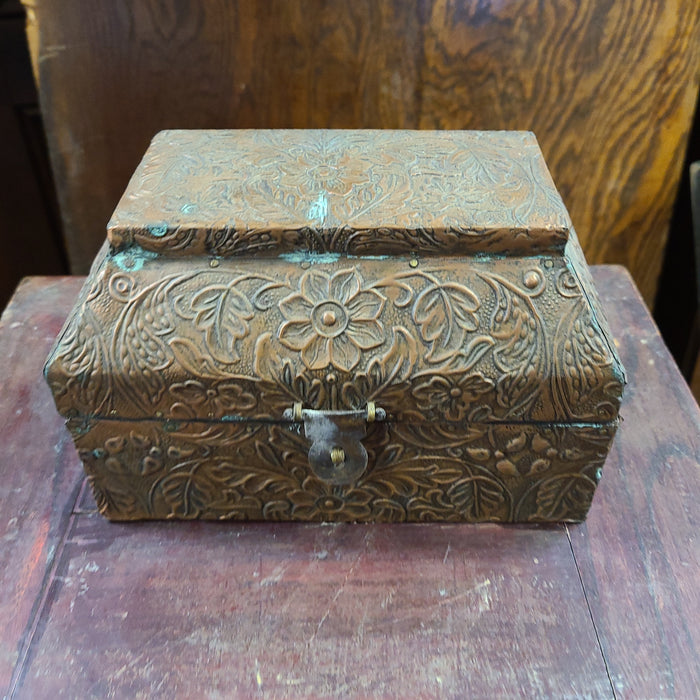 ORNATE PRESSED COPPER CLAD BOX