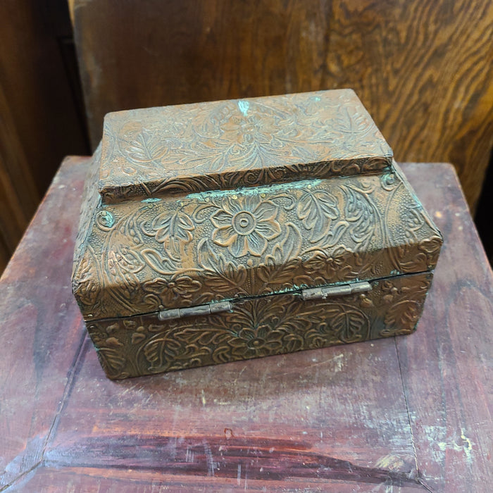 ORNATE PRESSED COPPER CLAD BOX