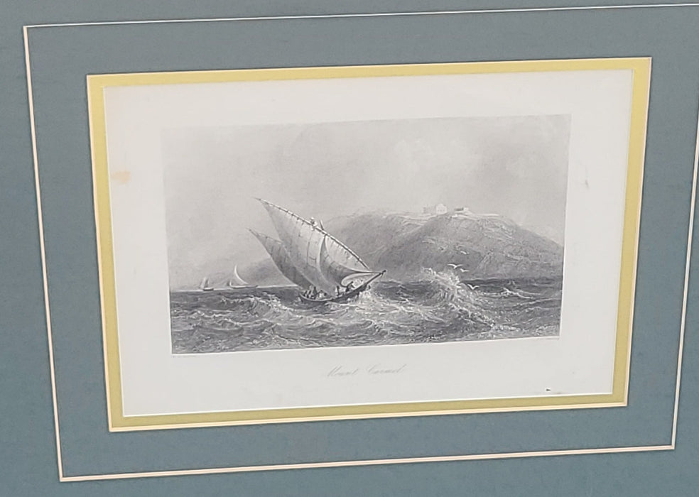 ETCHING OF SAILING SHIP ON HEAVY SEAS