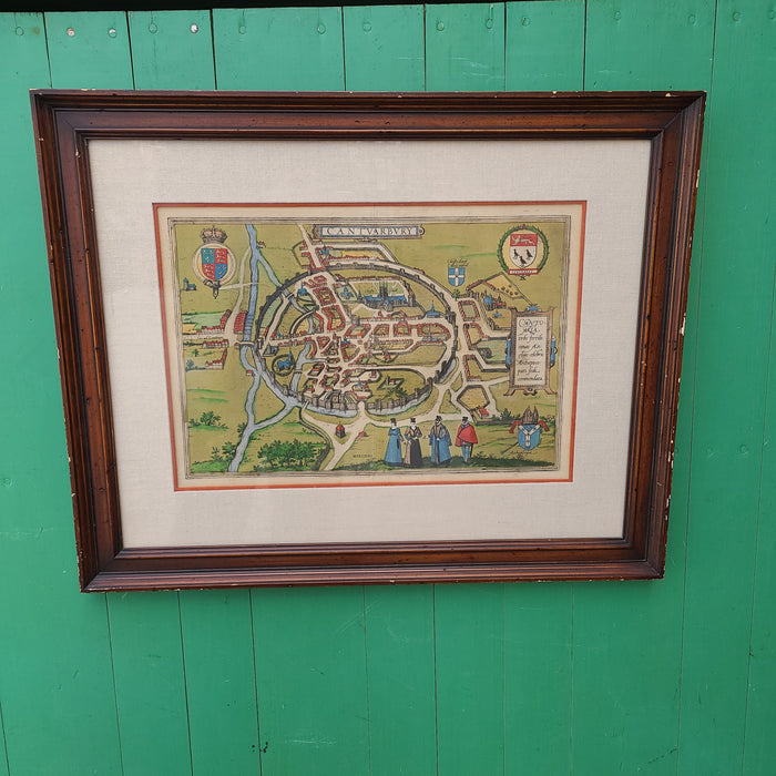 HAND PAINTED CANTERBURY SCENE IN WOOD FRAME