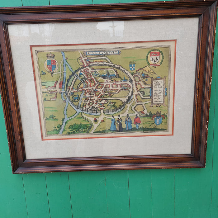 HAND PAINTED CANTERBURY SCENE IN WOOD FRAME