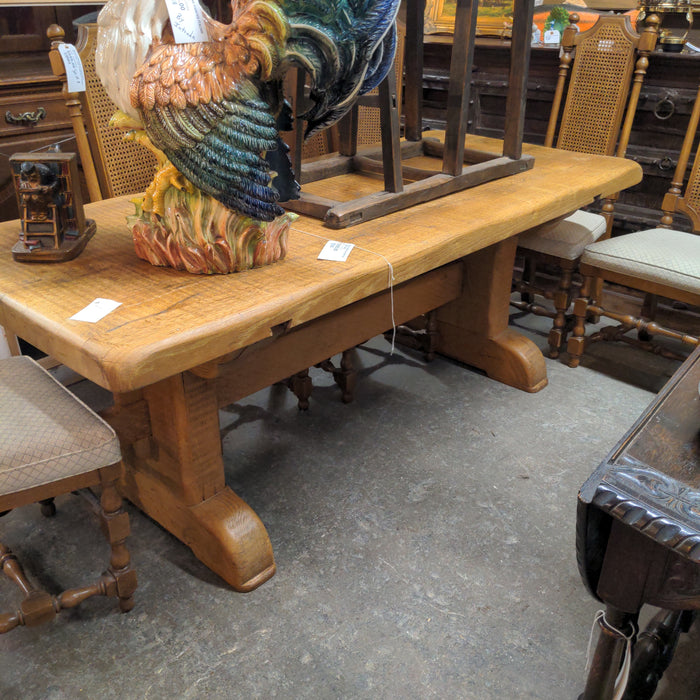 ROUGH HEWN OAK TRESTLE BASE TABLE