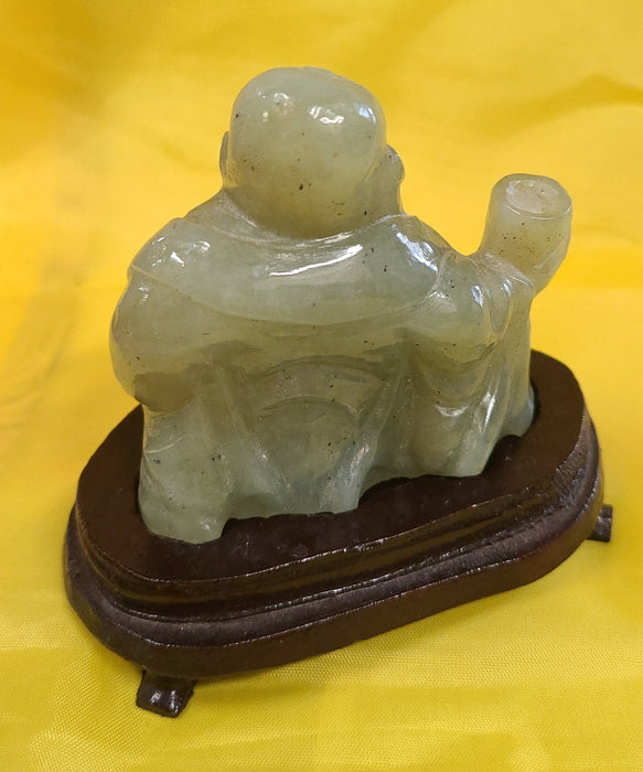 SMALL JADE BUDDHA ON RESIN STAND