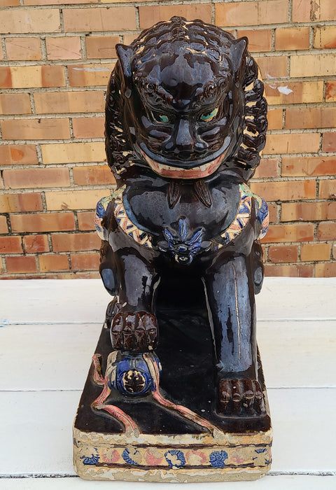 LARGE BROWN ANTIQUE FOO DOG