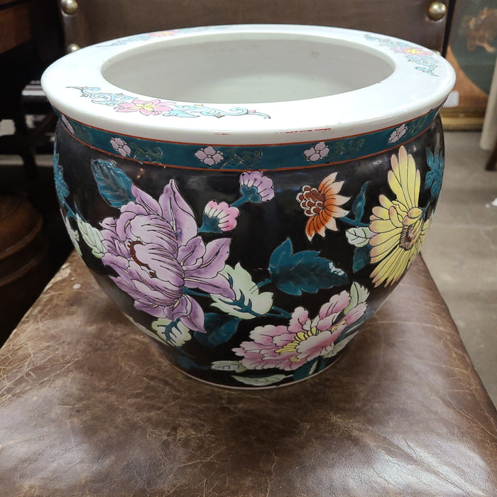 SMALL BLACK CHINESE FISH BOWL PLANTER