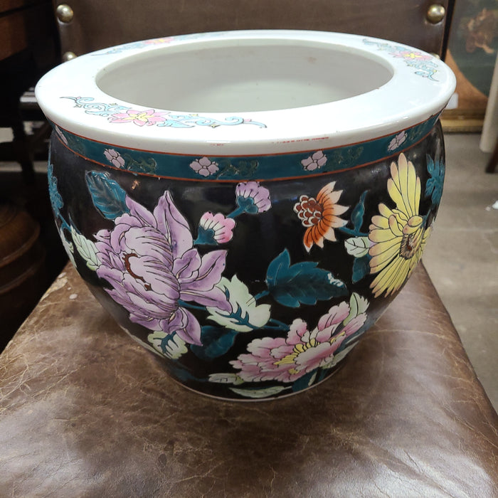 SMALL BLACK CHINESE FISH BOWL PLANTER