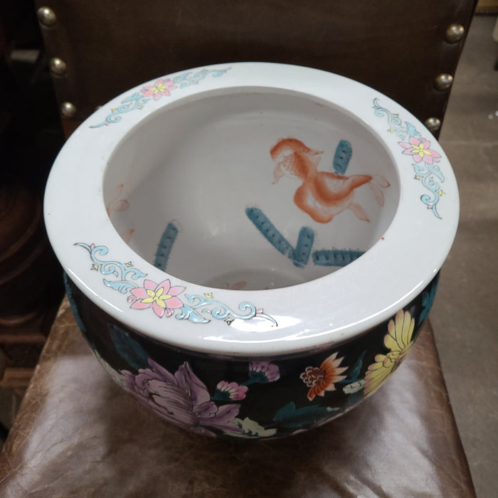 SMALL BLACK CHINESE FISH BOWL PLANTER