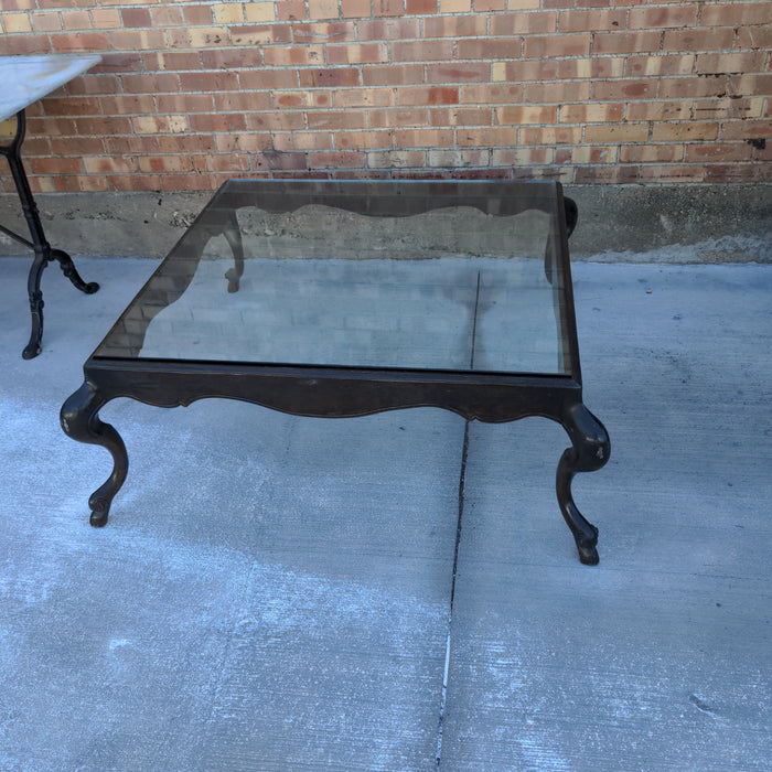 CABRIOLE LEG GLASS TOP COFFEE TABLE