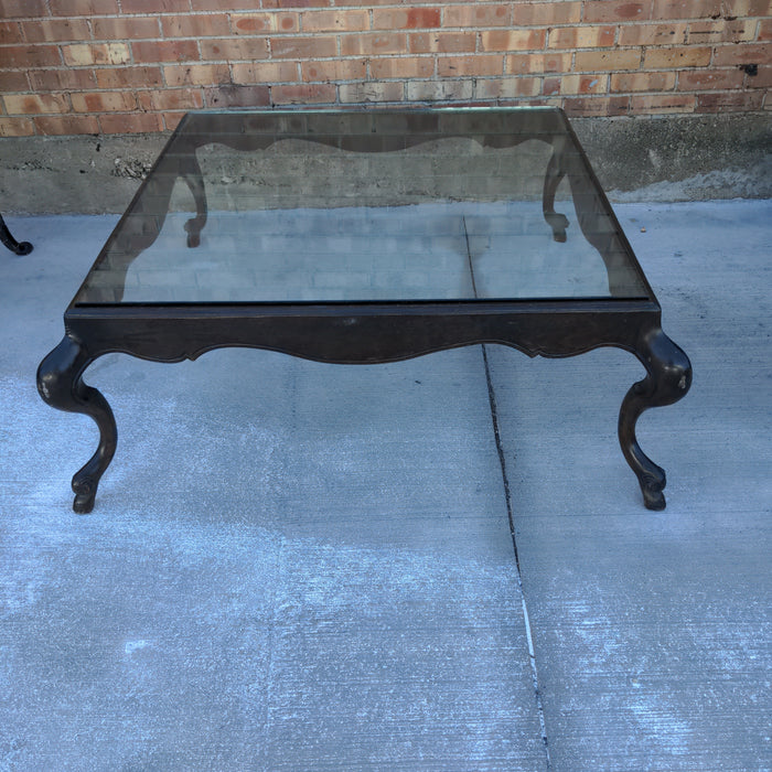 CABRIOLE LEG GLASS TOP COFFEE TABLE