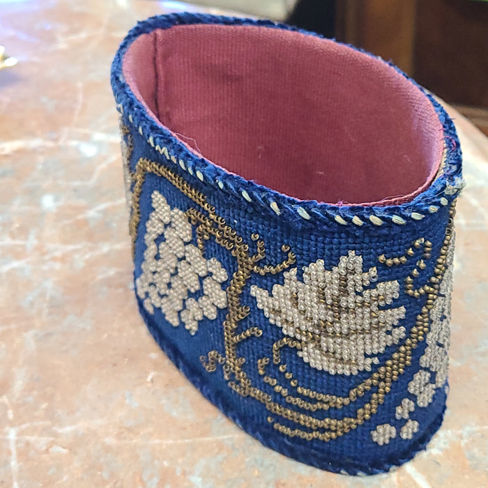 BLUE BEADED CONTAINER OR RECEIVER