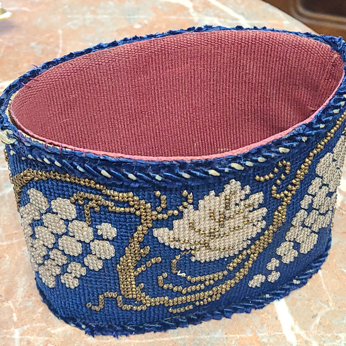 BLUE BEADED CONTAINER OR RECEIVER