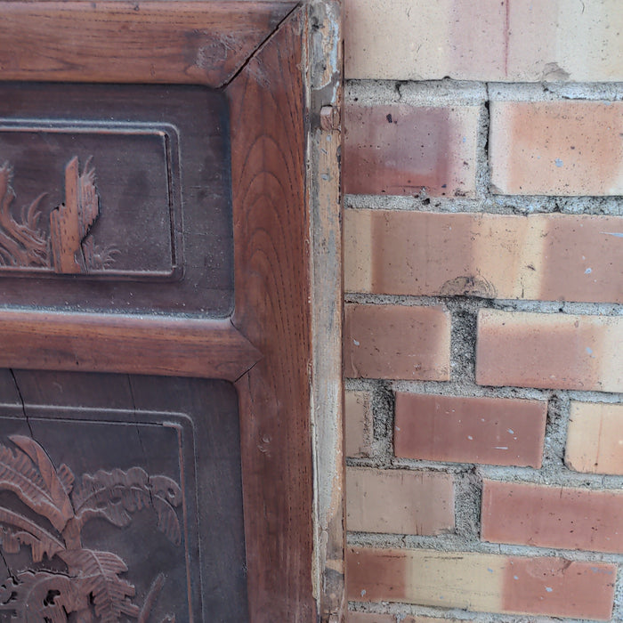 AS FOUND CHINESE DOOR WITH CARVED HORSES