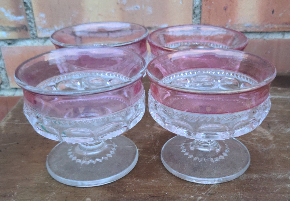 SET OF 4 CRANBERRY GLASS SHERBERTS