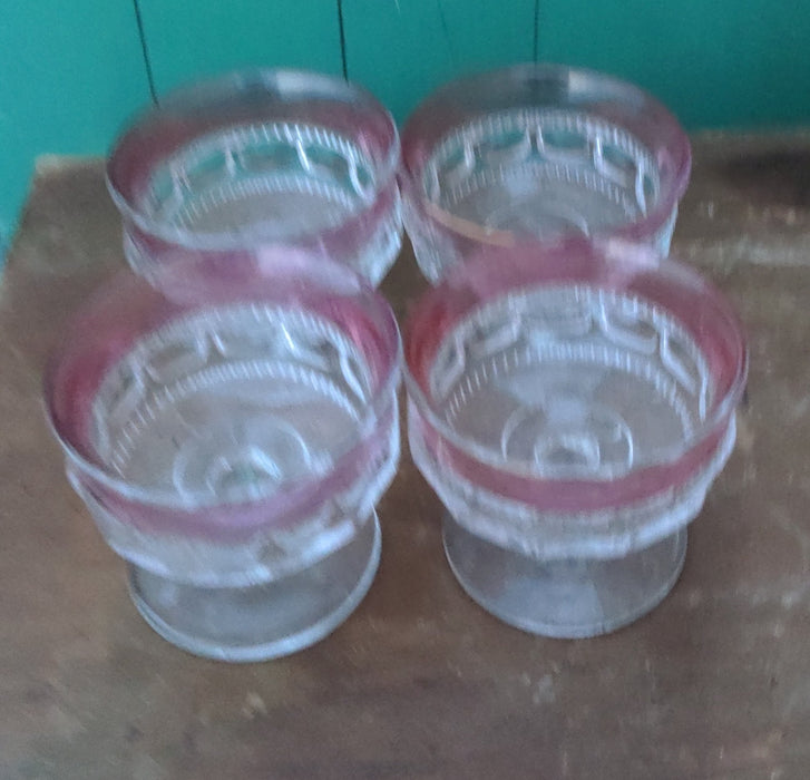 SET OF 4 CRANBERRY GLASS SHERBERTS