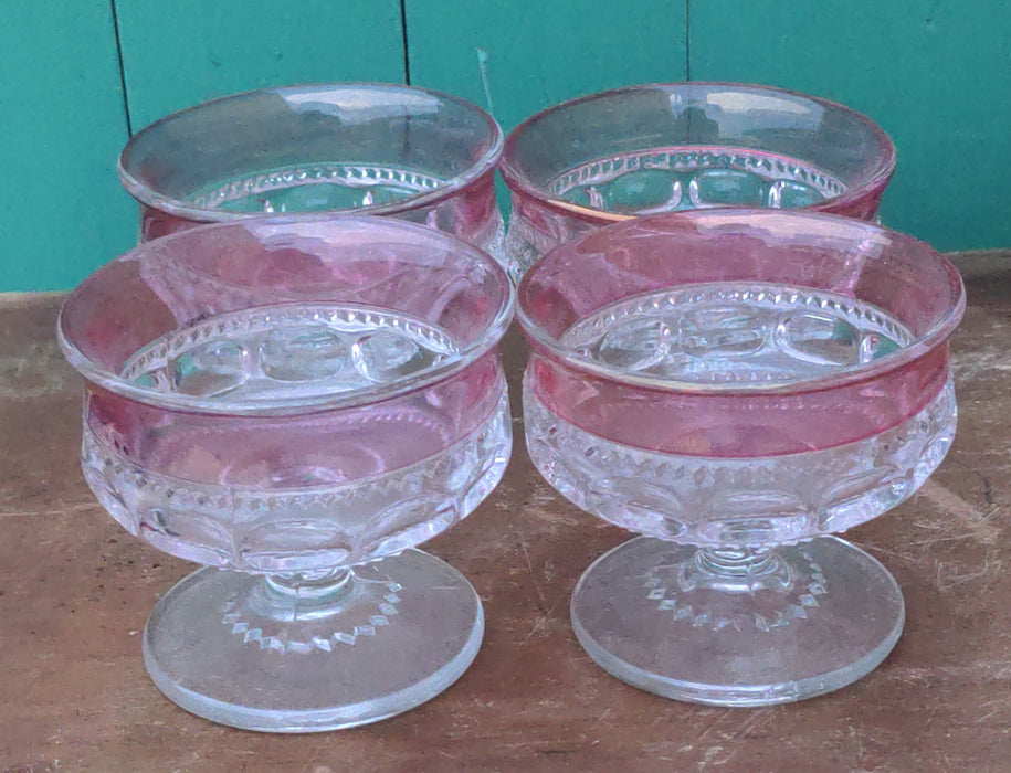 SET OF 4 CRANBERRY GLASS SHERBERTS