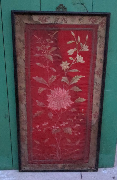 BLACK FRAMED FLOWER EMBROIDERY AS FOUND