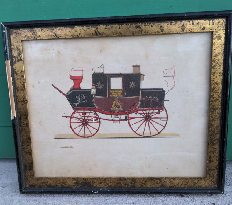 FRAMED DRAWING OF A CARRIAGE