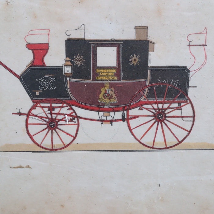 FRAMED DRAWING OF A CARRIAGE