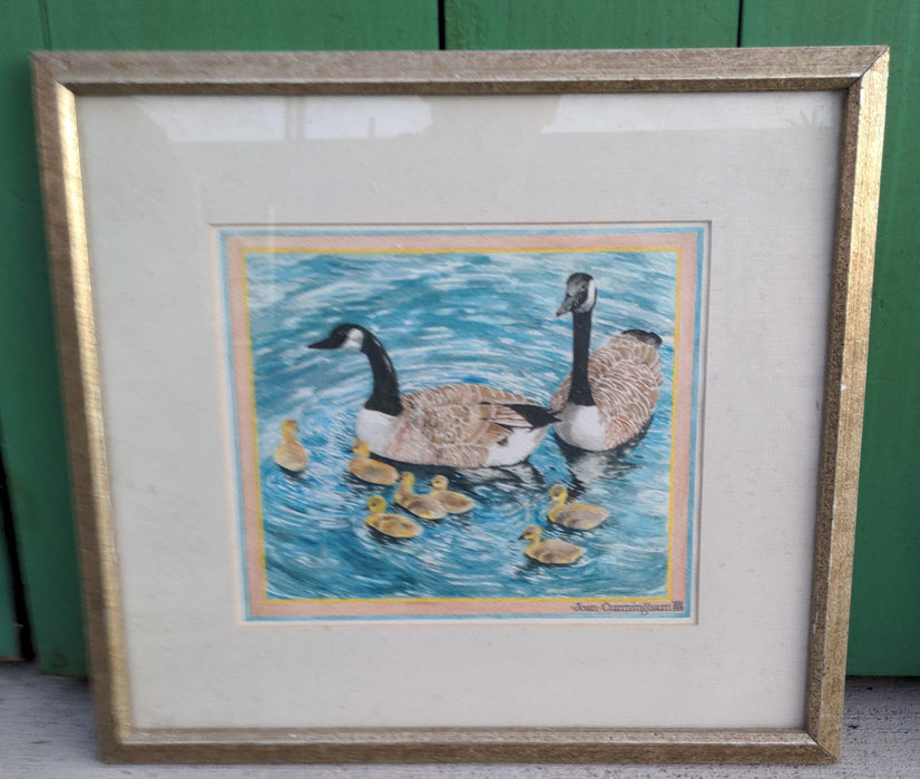 FRAME PRINT OF GEESE AND GOOSELINGS