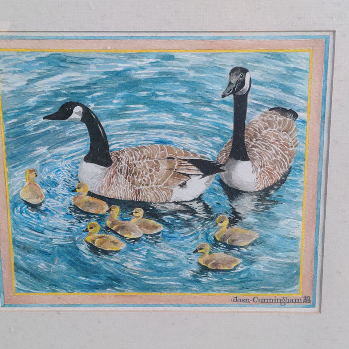 FRAME PRINT OF GEESE AND GOOSELINGS