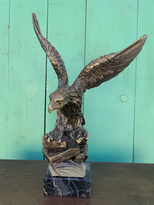 ITALIAN COMPOSITION EAGLE ON MARBLE STAND