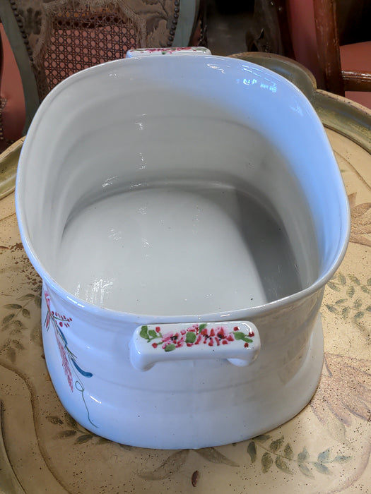 WHITE OVAL FLORAL FOOTBATH