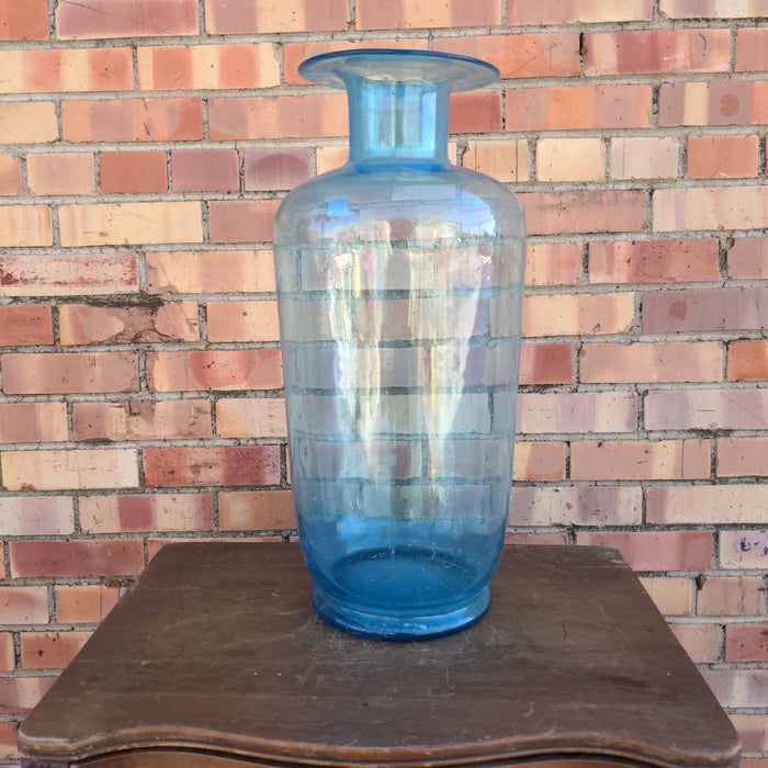 TALL BLUE GLASS VASE