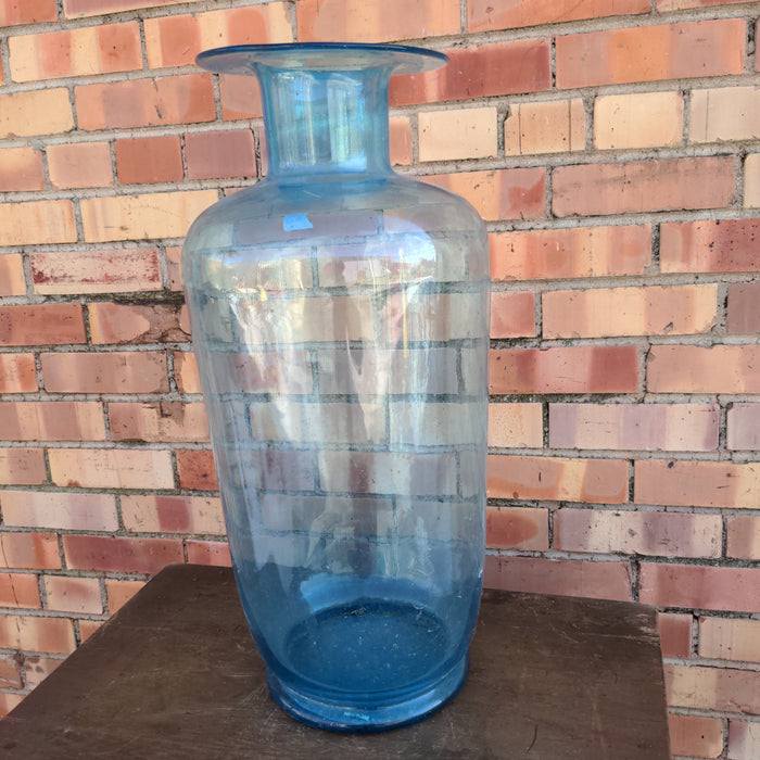 TALL BLUE GLASS VASE