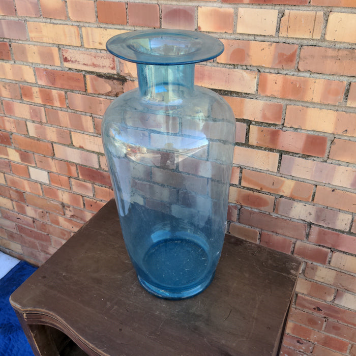 TALL BLUE GLASS VASE