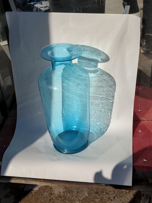 TALL BLUE GLASS VASE