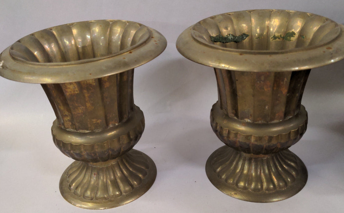 PAIR OF SMALL BRASS PLANTER URNS