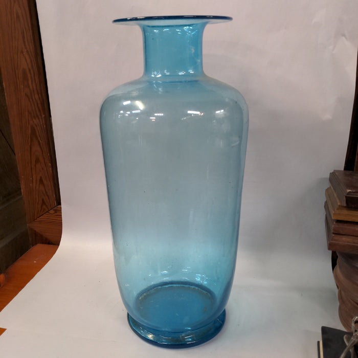 TALL BLUE GLASS VASE