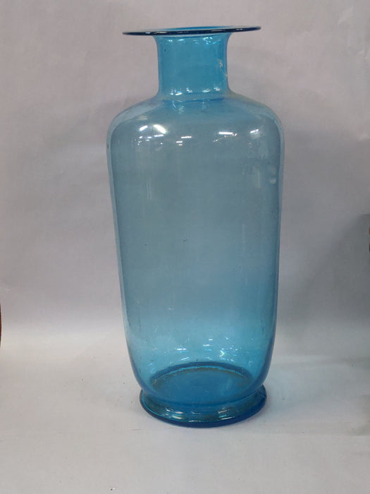 TALL BLUE GLASS VASE