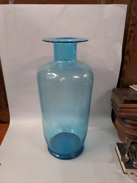 TALL BLUE GLASS VASE