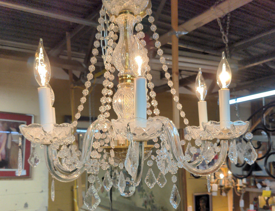 SIX ARM CRYSTAL CHANDELIER  WITH PRISMS