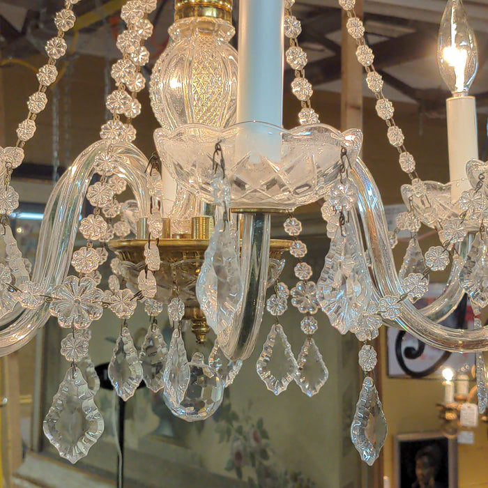 SIX ARM CRYSTAL CHANDELIER  WITH PRISMS