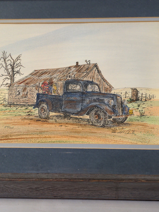 COUNTRY PRINT OF A TRUCK AND FARM-SIGNED AND NUMBERED