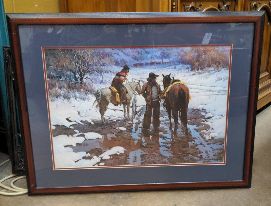 SIGNED AND NUMBERED WESTERN PRINT WITH TWO HORSES