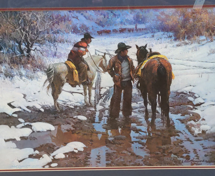 SIGNED AND NUMBERED WESTERN PRINT WITH TWO HORSES
