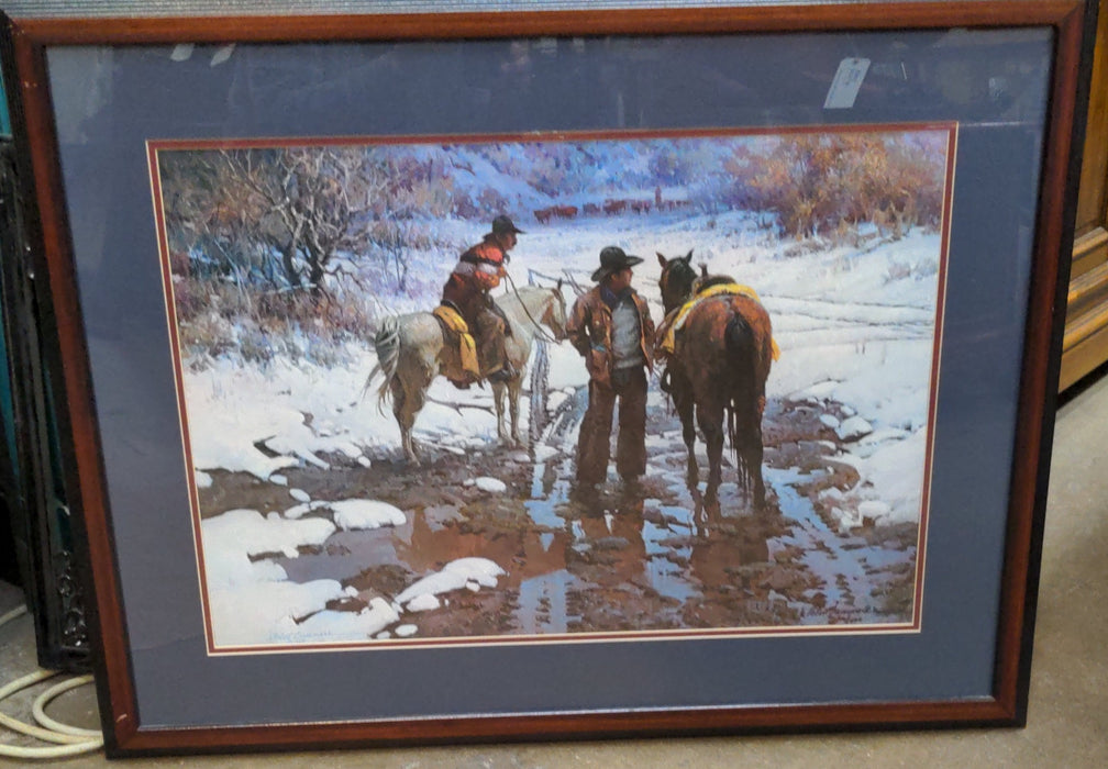 SIGNED AND NUMBERED WESTERN PRINT WITH TWO HORSES