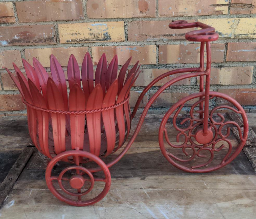 RED IRON TRICYCLE PLANTER