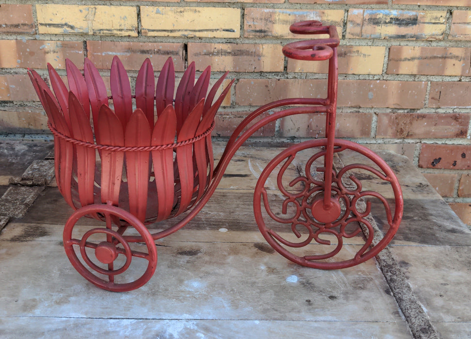 RED IRON TRICYCLE PLANTER