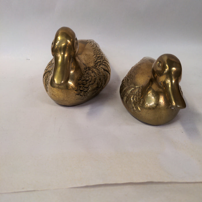 PAIR OF BRASS DUCKS