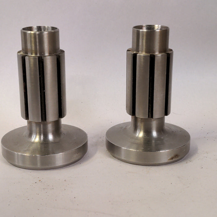 PAIR OF STAINLESS STEEL CANDLE HOLDERS